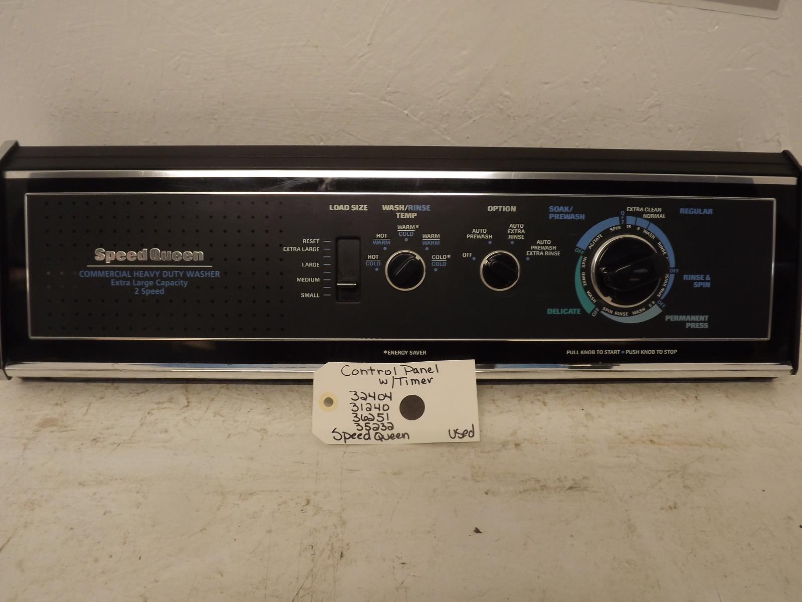 SpeedQueen Washer 32404 31240 36251 35232 Control Panel w/Timer Used SpeedQueen Washer 32404 31240 36251 35232 Control Panel w/Timer Used